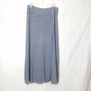 Talbots wrap Style blue white pullon maxi skirt